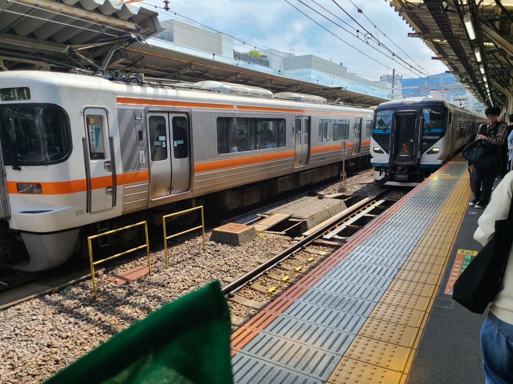 熱海駅に到着する特急踊り子４号東京行き