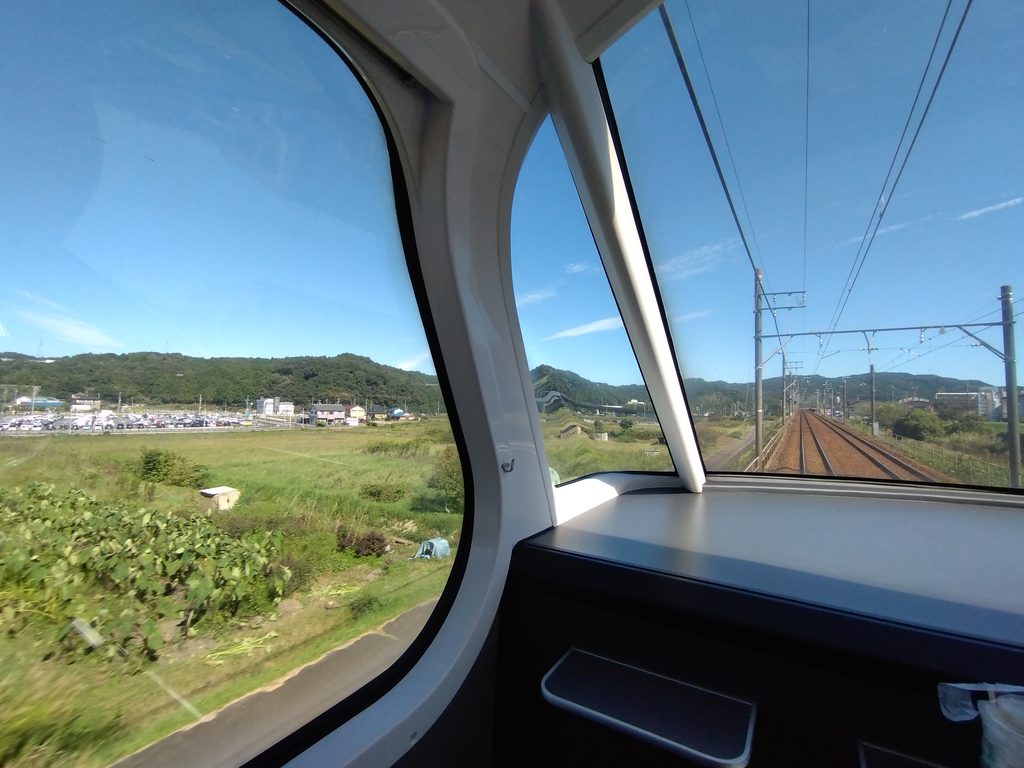 名鉄名古屋本線名電山中駅付近の前面車窓